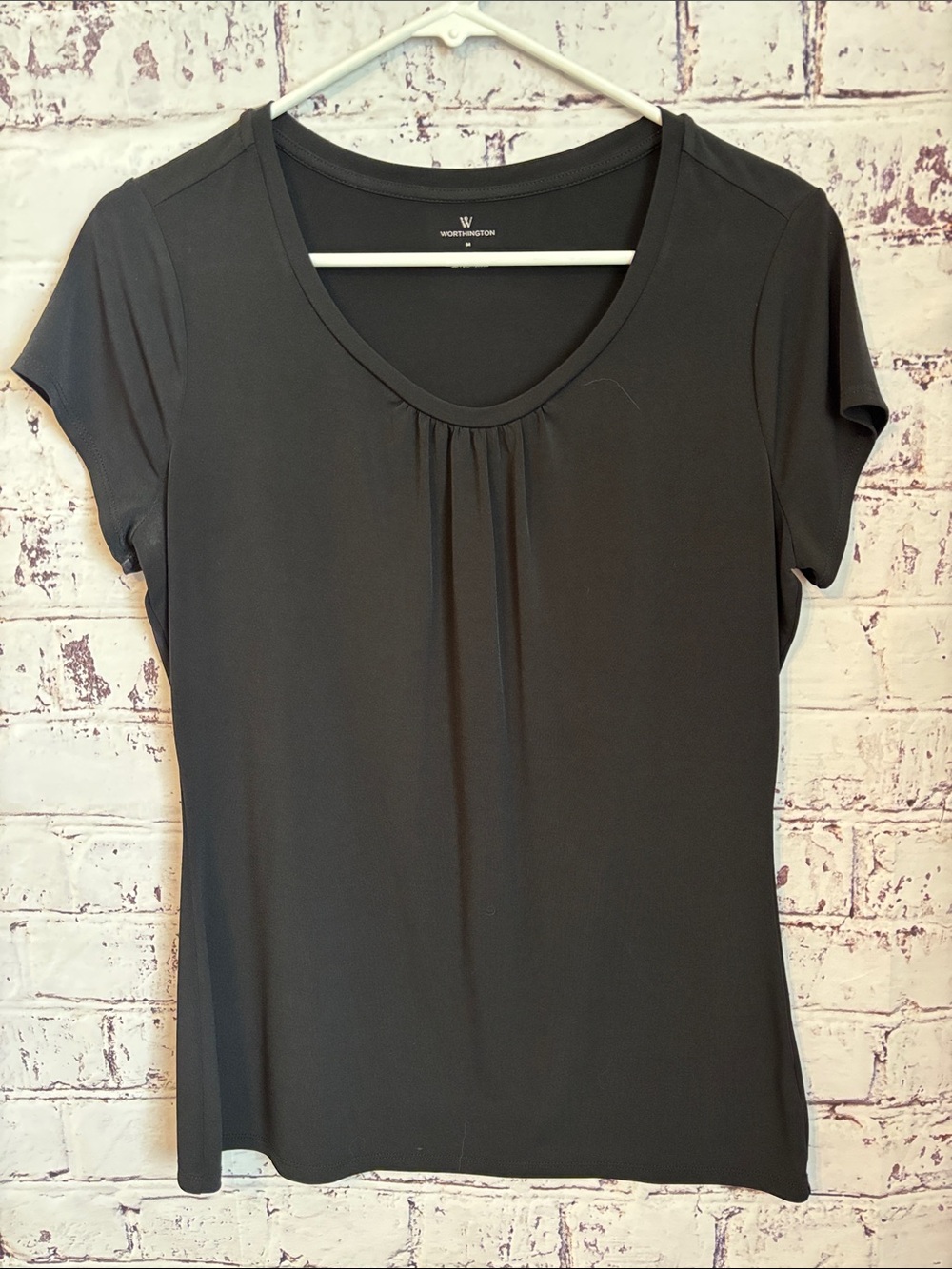 Worthington Black Scoop Neck Short Sleeve Tee